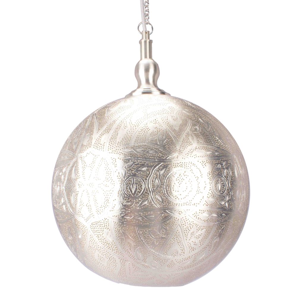 Moroccan 1 Light Ball Pendant 30cm Silver - ELBAL30SIL