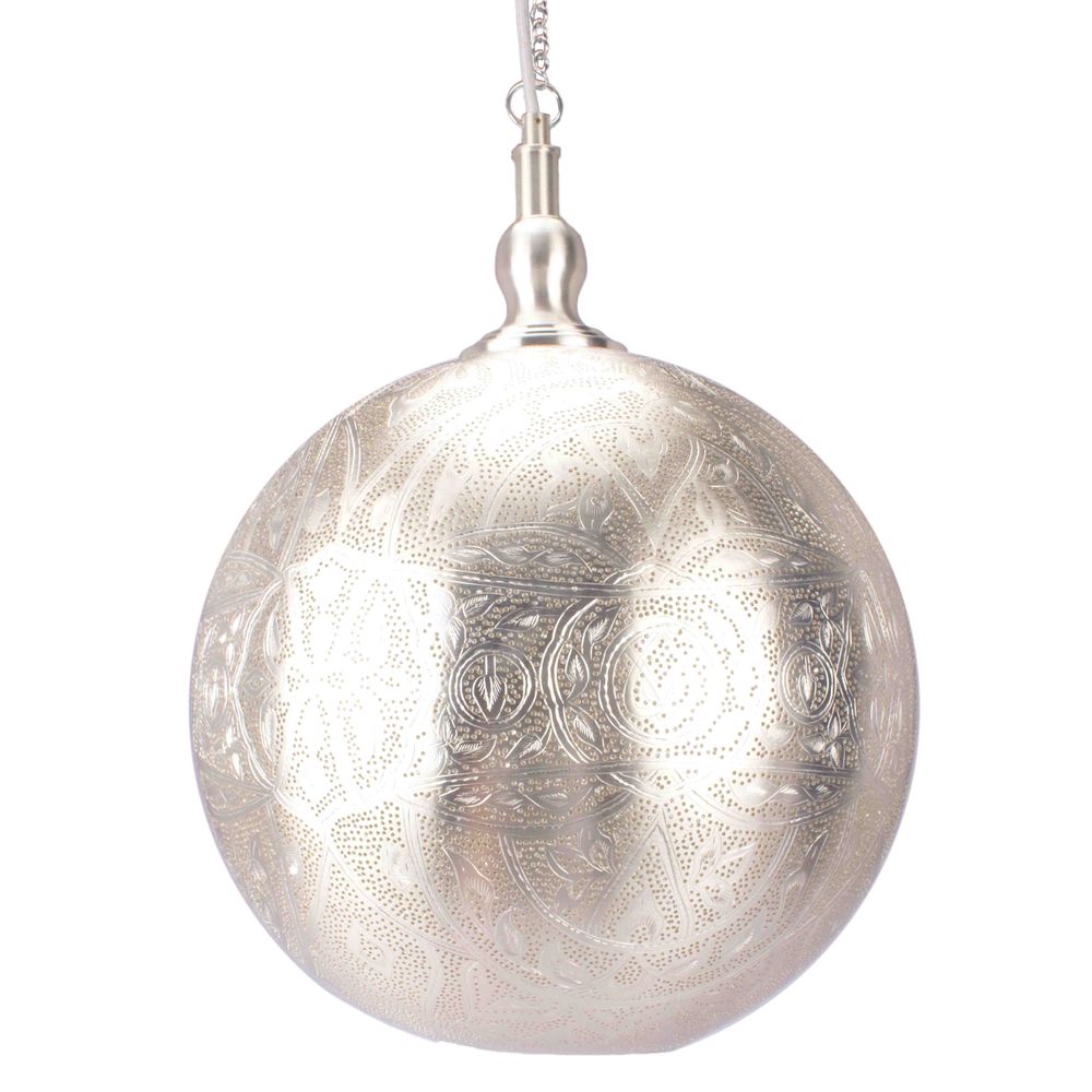 Buy Pendant Lights Australia Moroccan 1 Light Ball Pendant 30cm Silver - ELBAL30SIL