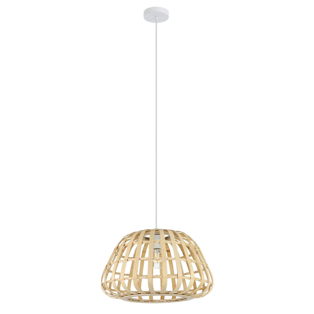 Buy Pendant Lights Australia MONTEZUELO Pendent Light White Steel Natural Wood - 390151N