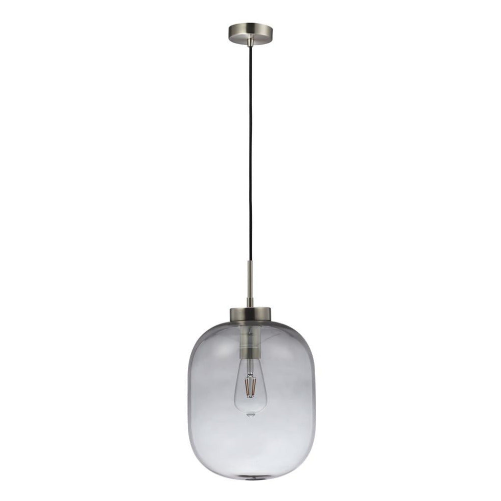 Buy Pendant Lights Australia Flaunt Pendant Light Satin Chrome Metal Smoke Glass - 22743