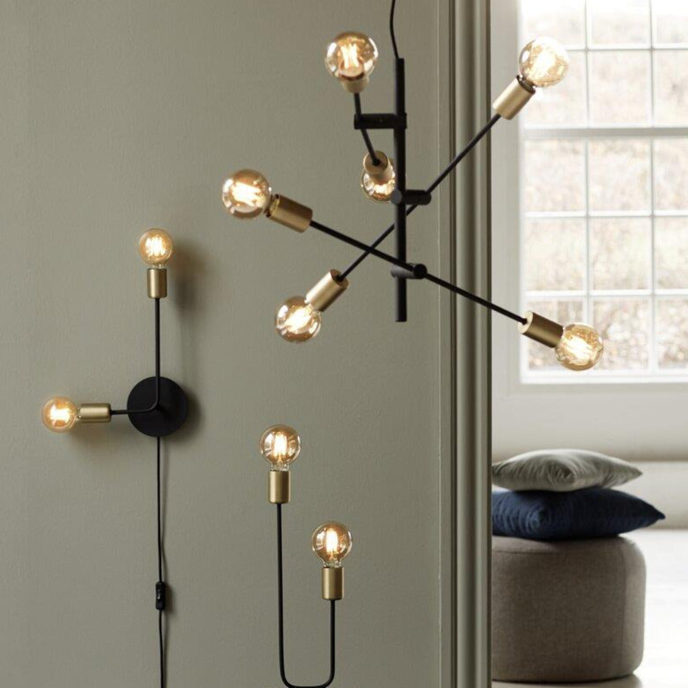 Buy Pendant Lights Australia Josefine 6 Light Pendant Matt Black  & Brass - 48933003