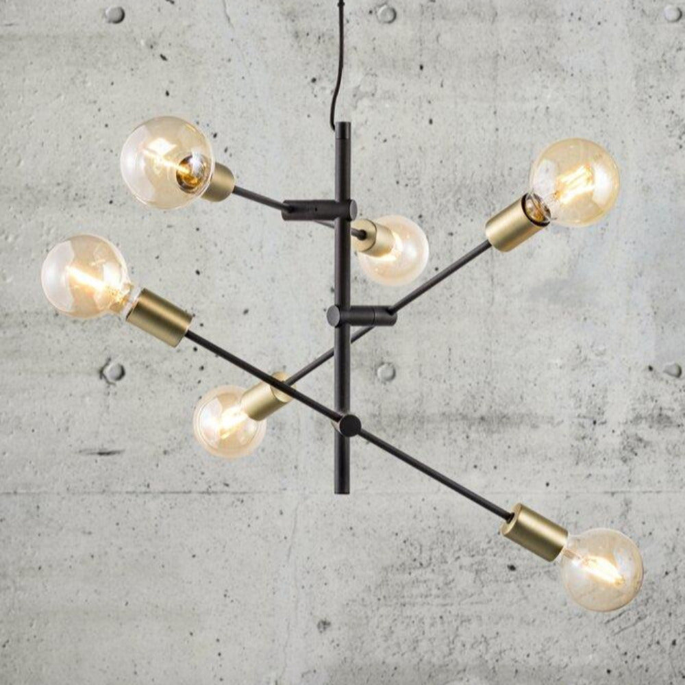 Buy Pendant Lights Australia Josefine 6 Light Pendant Matt Black  & Brass - 48933003