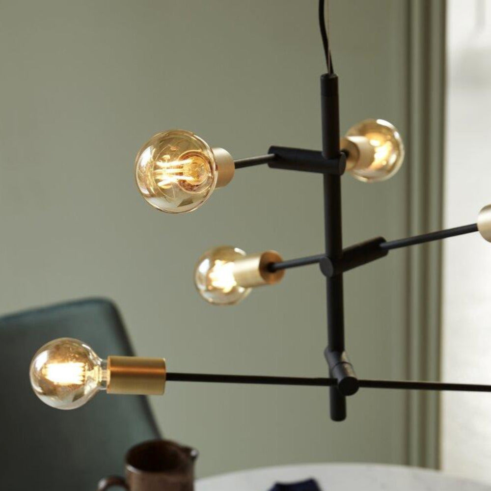 Josefine 6 Light Pendant Matt Black  & Brass - 48933003