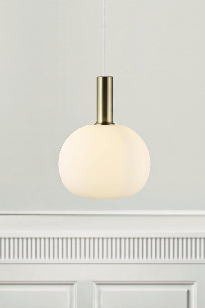 Buy Pendant Lights Australia Alton 1 Light Medium Pendant Black/Brass &  Opal white - 47313001