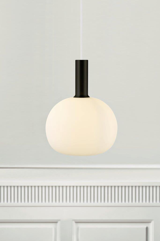 Buy Pendant Lights Australia Alton 1 Light Medium Pendant Black/Brass &  Opal white - 47313001
