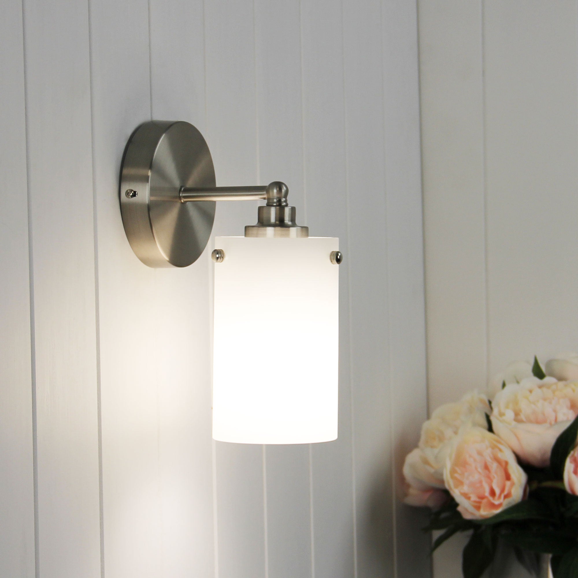 Zest 1 Light Wall Light Brushed Chrome & White - OL69217/1BC