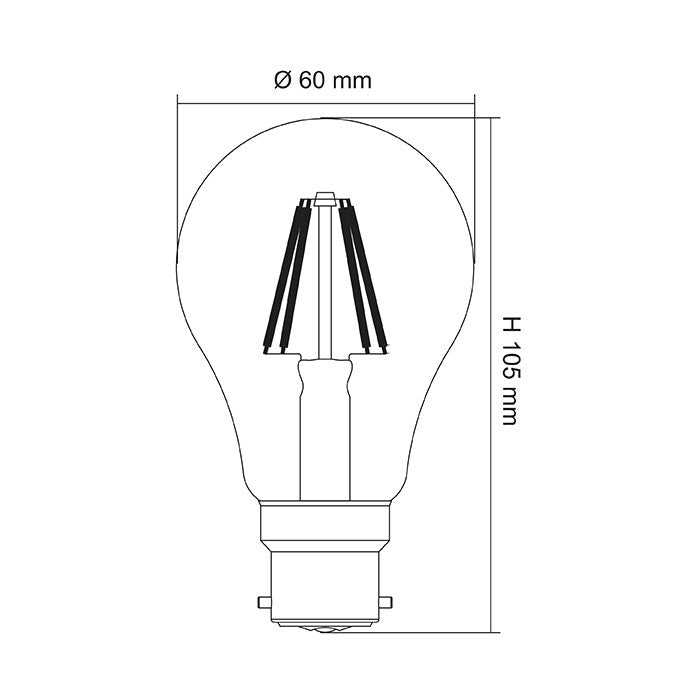 Buy LED Filament Globes Australia LG5 LED Filament Globe 240V 4W BC Clear Glass 2700K - LG5/27B22D/C