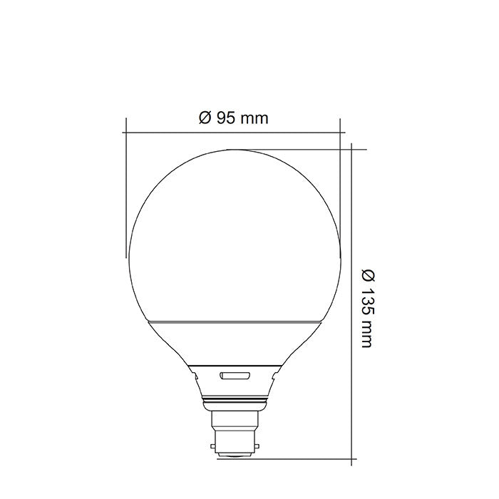 Buy LED Globes Australia LG95 LED Globe 240V 10W BC Opal Polycarbonate 3000K - LG95/830B22