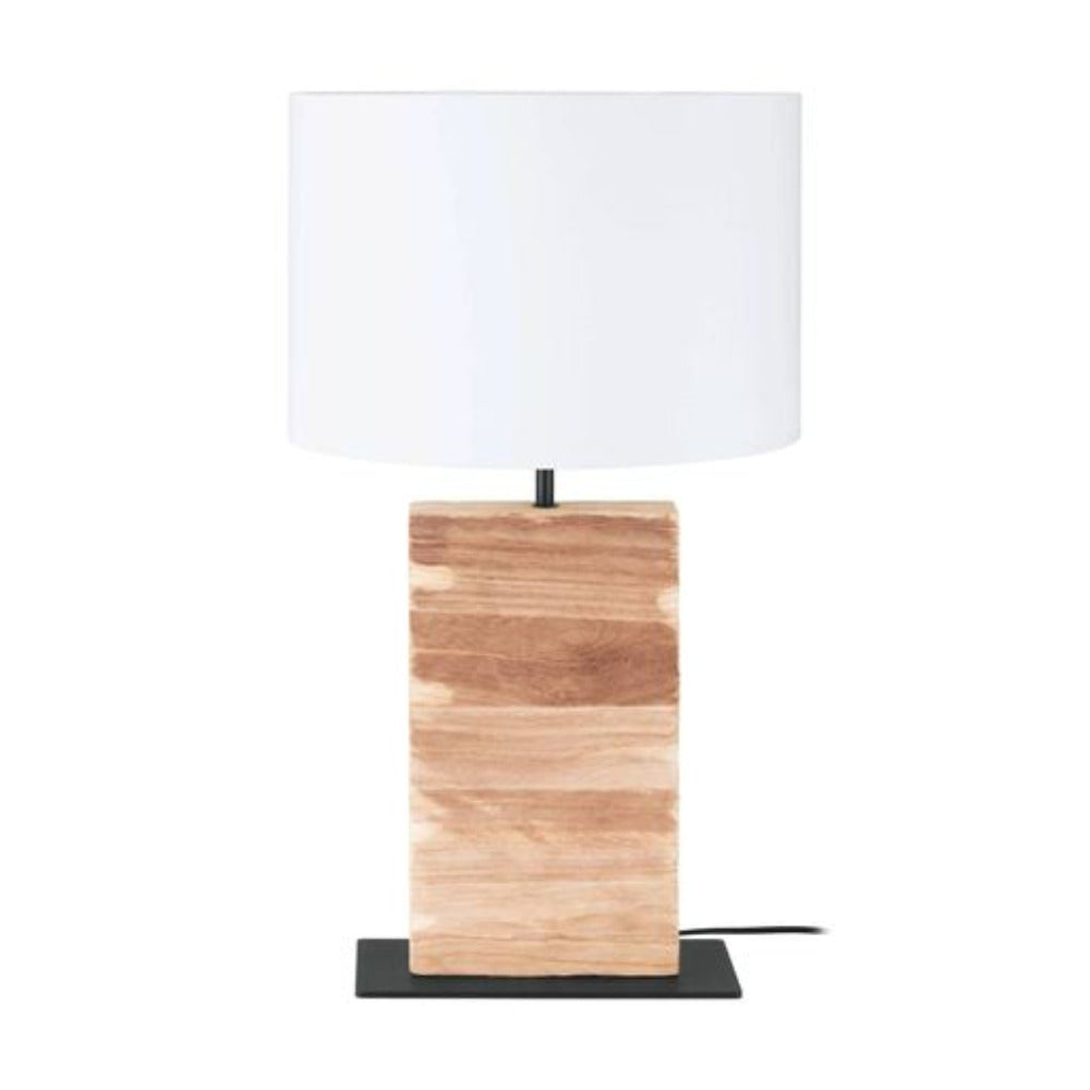 Buy Table Lamps Australia Contessore Table Lamp H625mm Black Steel Brown Wood - 39917N