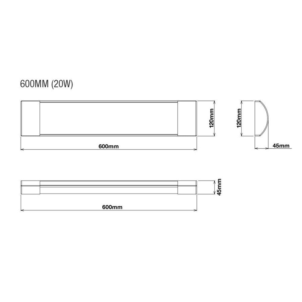 Buy LED Batten Lights Australia Pilot LED Batten Light L600mm White polycarbonate 3 CCT - MLPB60345W