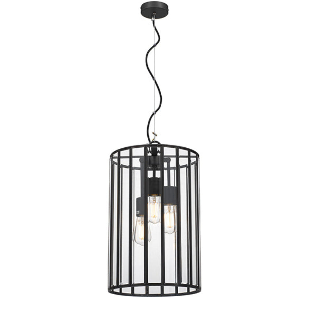 Buy Pendant Lights Australia Pratt 3 Light Pendant Large Black & Clear - PRATT PE30-BK