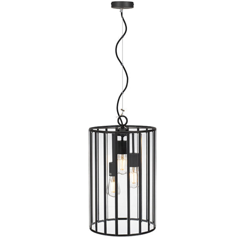 Buy Pendant Lights Australia Pratt 3 Light Pendant Large Black & Clear - PRATT PE30-BK