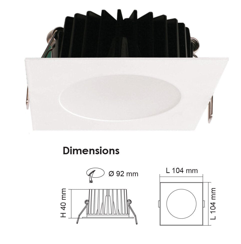 Buy Recessed Downlights Australia ECOGEM S9041TC Square Dimmable LED Downlight Satin Nickel 10W TRI Colour - S9041 TC S SN