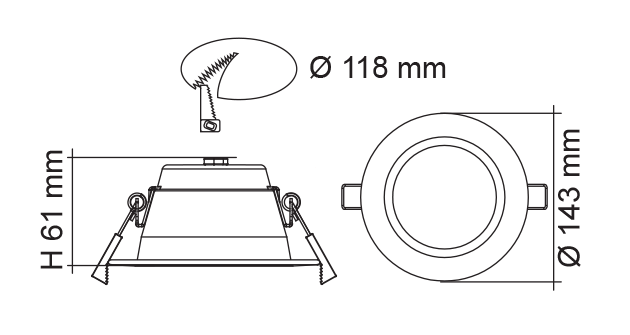 PREMIER S9072TC Round Dimmable LED Downlight White 14W TRI Colour - S9072TC WH