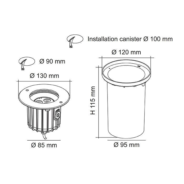 Buy Inground Lights Australia GROUND S9338 24V Inground LED Light Stainless Steel 3W 6000K IP67 - S9338/3W/30 DL