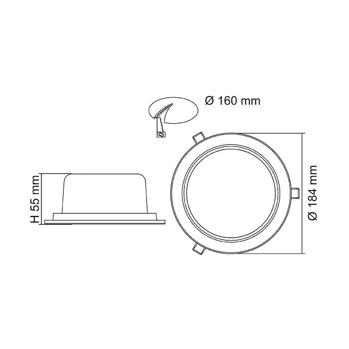 Buy Recessed Downlights Australia EXMOUTH S9522TC Recessed LED Round Shop Light White 15W/22W TRI Colour - S9522TC WH