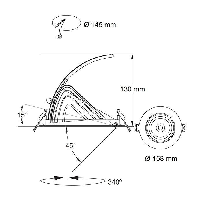 NEWMAN III S9525 Rotable Round Scoop LED Shoplight White 35W 4000K - S9525/145CW/WH