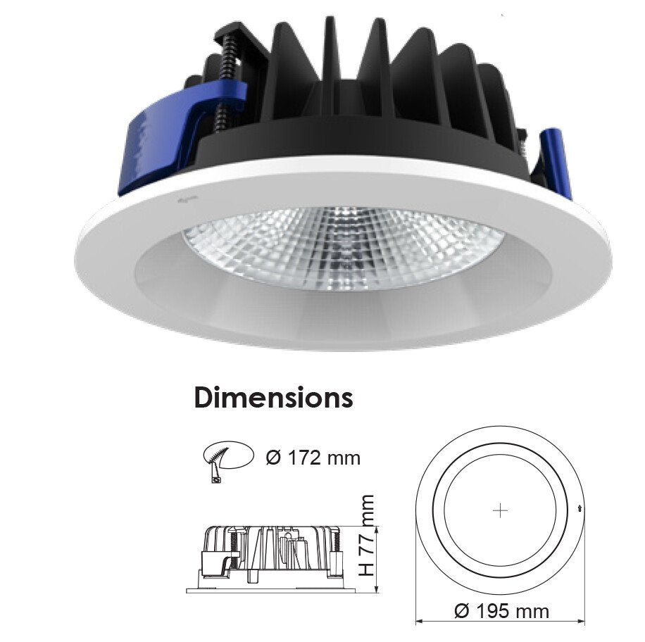 UNI LED S9656 Round LED Downlight White 25W 3000K - S9656WW WH