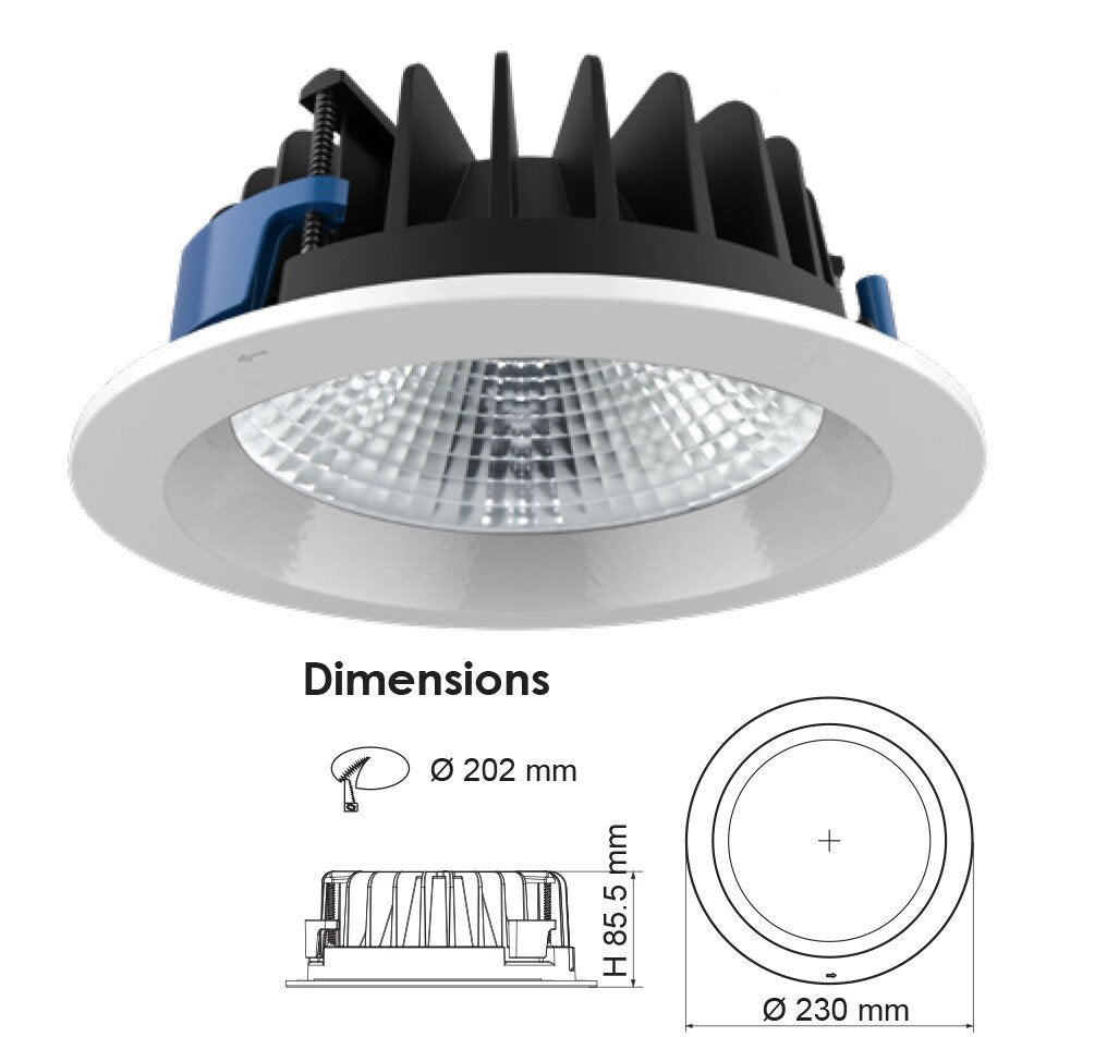 UNI LED S9658 Round LED Downlight Black 50W 3000K - S9658WW BK