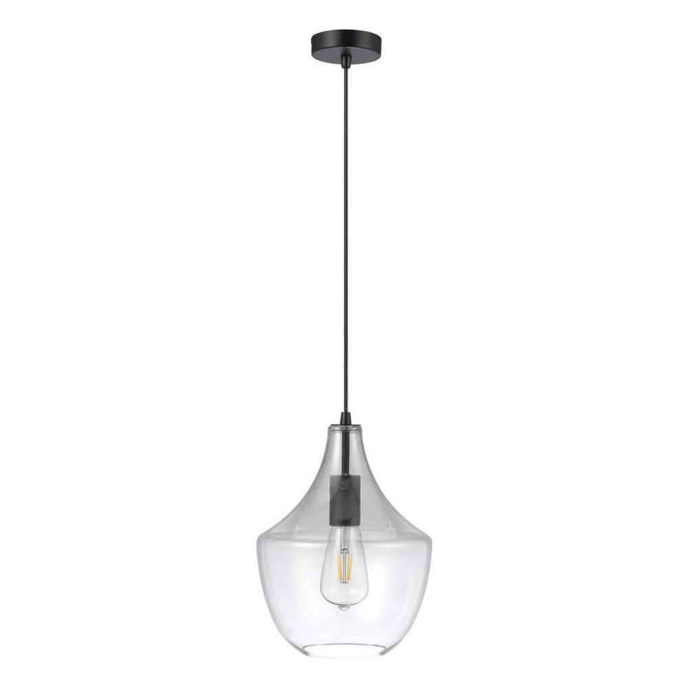 Buy Pendant Lights Australia Sail Pendant Light W230mm Black Clear Glass - 22753