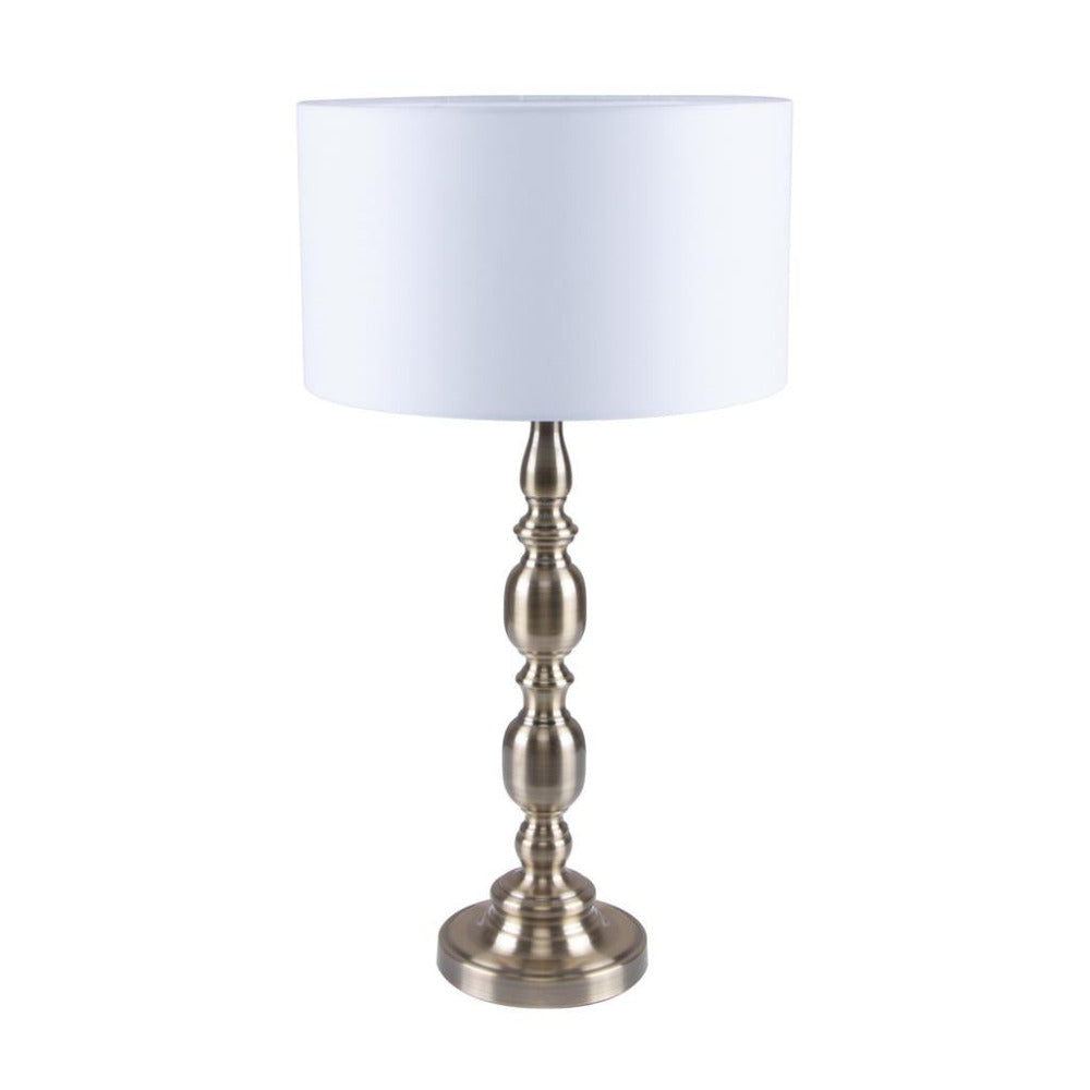 Buy Table Lamps Australia Sandra Table Lamp Antique Brass White Fabric - 22545