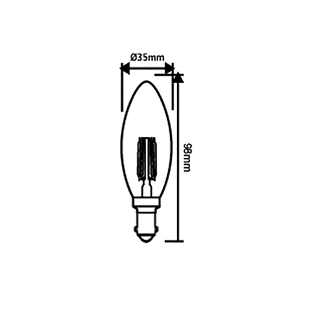 Buy LED Filament Globes Australia Candle LED Filament Globe SBC 4W 240V Glass 6000K - CF43DIM