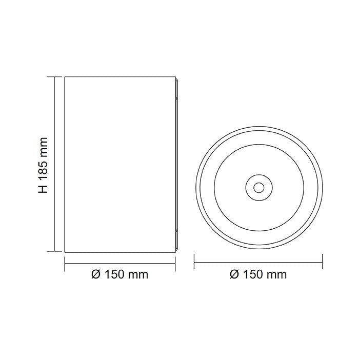 PILLAR SE7188 Architectural Surface Mounted LED Downlight Black 38W 4000K IP65 150mm - SE7188/150/49CW