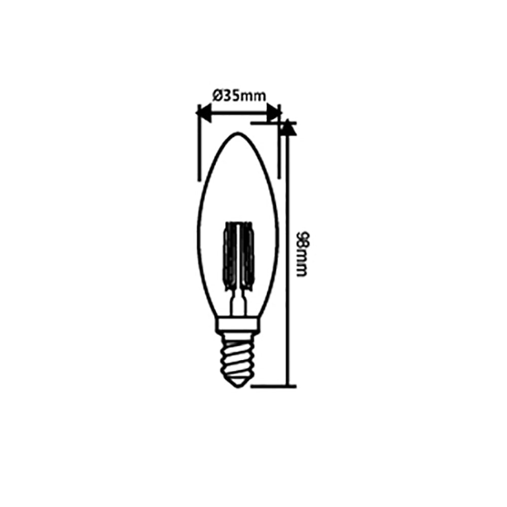 Buy LED Filament Globes Australia Candle LED Filament Globe SES 4W 240V Glass 2700K - CF44DIM