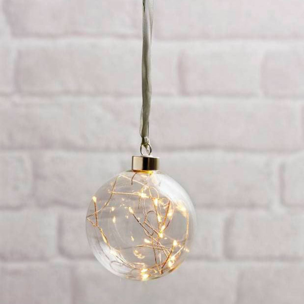 Buy Christmas Lights Australia XMAS Glow Hang Ball DEC CLear/Silver - 410587