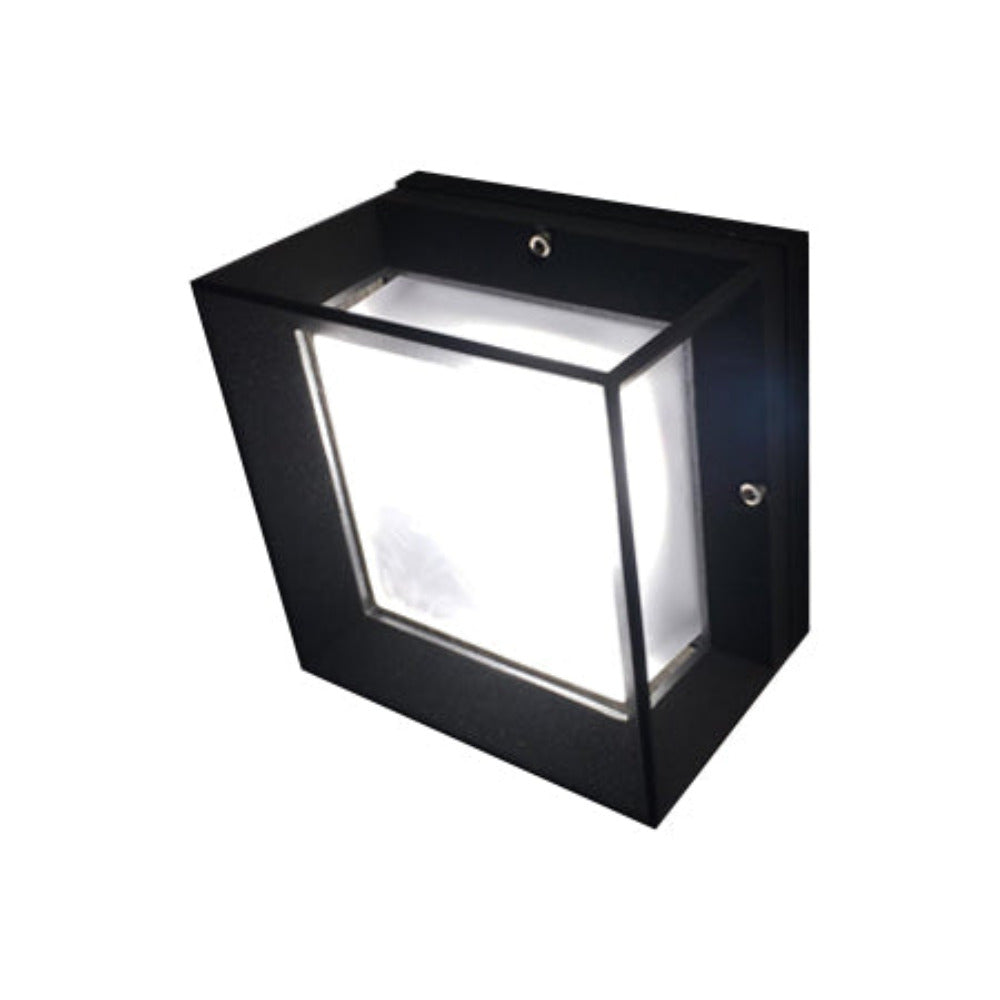 Buy Exterior Wall Lights Australia Square LED Exterior Wall Light Weatherproof 6W Black Aluminium 3000K - VBLWL-300-4-30